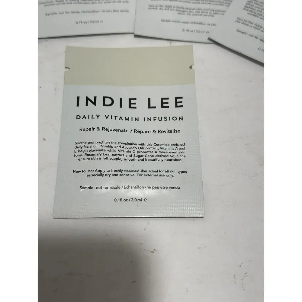 Lot 5 Indie Lee Sample Facial Oil Vitamin Infusion Facial Cream Moisturizer 0.1f